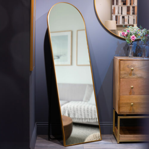 Modena floor standing mirror gold 160cm