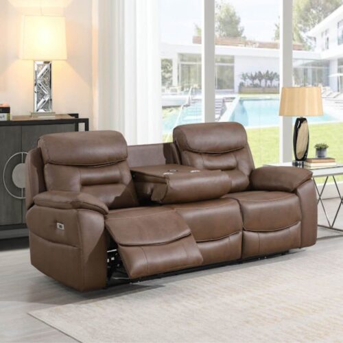 Leroy 3 Seater Electric Recliner - Chestnut