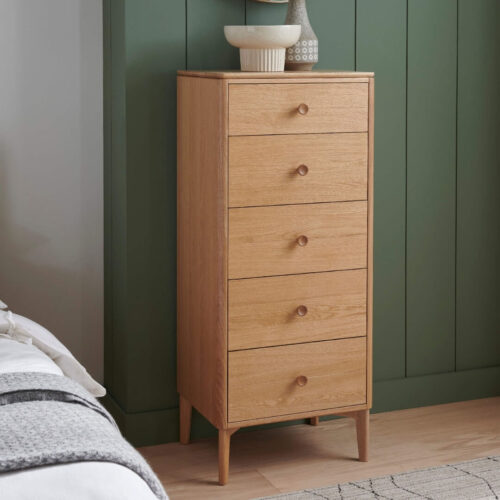 Hadley Tall 5 Drawer Chest - Oak Natural